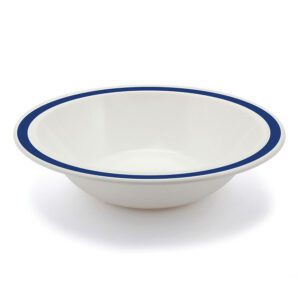 Harfield Duo Polycarbonate White Round Narrow Blue Rim Bowl 17.3cm