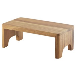 Genware Acacia Wood Rectangular Buffet Riser Gastronorm 1/3 12cm High
