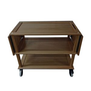 Podium Long Drop Leaf Dark Brown Oak Hospitality Trolley 1672x558x855mm