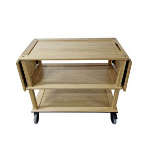 Podium Long Drop Leaf Natural Oak Hospitality Trolley 1672x558x855mm