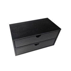 Podium 2 Drawer Black Oak 1/3 Rectangular Tea Chest 398x212x244mm