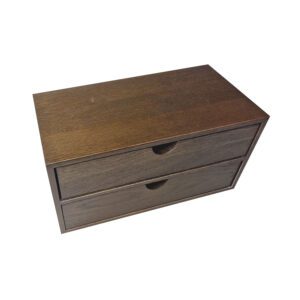 Podium 2 Drawer Dark Brown Oak 1/3 Rectangular Tea Chest 398x212x244mm