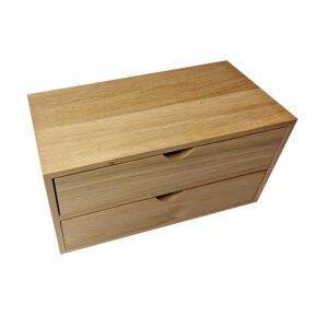 Podium 2 Drawer Natural Oak 1/3 Rectangular Tea Chest 398x212x244mm