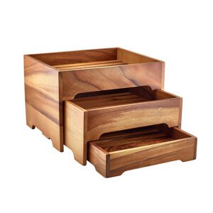 GenWare Acacia Wood 3 Tier 1/2 Gastronorm Display Stand 32.5x26.5x22cm