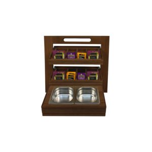 Podium Dark Brown Oak 2 Tier Counter Top Display Stand Set 40x47.6x21.2cm
