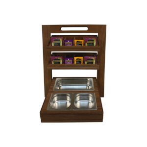 Podium Dark Brown Oak 3 Tier Counter Top Display Stand Set 40x62.3x21.2cm