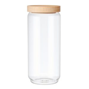 KitchenCraft Idilica Glass Storage Jar With Beechwood Lid 1000ml