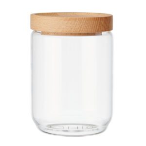 KitchenCraft Idilica Glass Storage Jar With Beechwood Lid 500ml