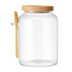 KitchenCraft Idilica Glass Storage Jar With Beechwood Lid And Bamboo Spoon 1200ml