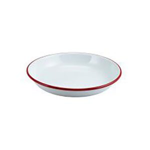 GenWare Enamel Rice/Pasta Plate White with Red Rim 20cm