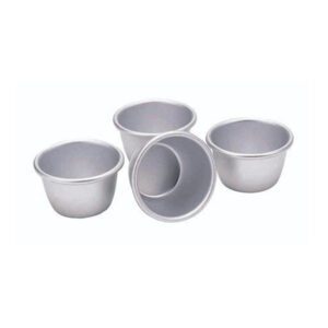 KitchenCraft Set of Four Aluminium Round Mini Pudding Moulds 7.5cm